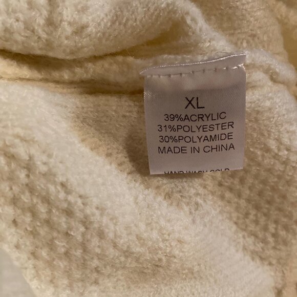 Women’s White Knit High Neck Long Sleeve Mini Sweater Dress - Picture 7 of 8